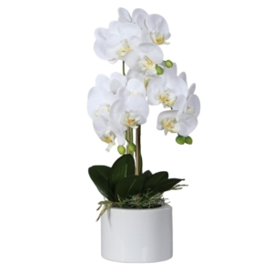 sztuczna orchidea w białej donicy 55 cm