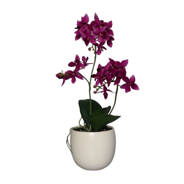 sztuczna orchidea w doniczce fioletowa 36 cm