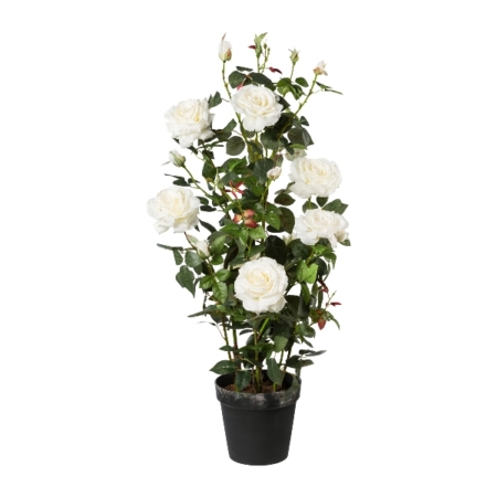Sztuczna Róża Krzew Biała 112 cm